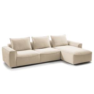 Hoekbank BUCKLEY met chaise longue geweven stof - Geweven stof Saia: Beige - Longchair vooraanzicht rechts