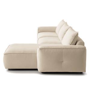 Divano con chaise longue BUCKLEY Tessuto - Tessuto Saia: beige - Longchair preimpostata a destra