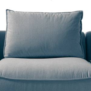 Hoekbank BUCKLEY met chaise longue geweven stof - Geweven stof Saia: Jeansblauw - Longchair vooraanzicht rechts