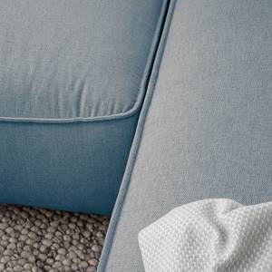 Divano con chaise longue BUCKLEY Tessuto - Tessuto Saia: blu jeans - Longchair preimpostata a destra
