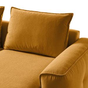 Divano con chaise longue BUCKLEY Tessuto - Tessuto Saia: ocra - Longchair preimpostata a destra