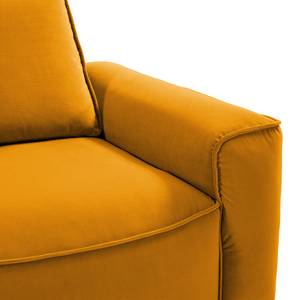Divano con chaise longue BUCKLEY Velluto - Velluto Shyla: giallo-arancio - Longchair preimpostata a sinistra