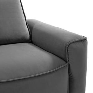 Ecksofa BUCKLEY mit Longchair Samt - Samt Shyla: Grau - Longchair davorstehend links