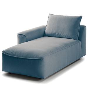 Divano con chaise longue BUCKLEY Tessuto - Tessuto Saia: blu jeans - Longchair preimpostata a sinistra