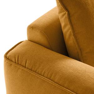 Divano con chaise longue BUCKLEY Tessuto - Tessuto Saia: ocra - Longchair preimpostata a sinistra