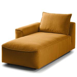 Divano con chaise longue BUCKLEY Tessuto - Tessuto Saia: ocra - Longchair preimpostata a sinistra