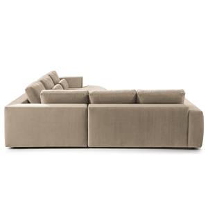 Ecksofa WILLOWS 2-Sitzer mit Ottomane Samt - Samt Shyla: Beige - Ottomane davorstehend rechts