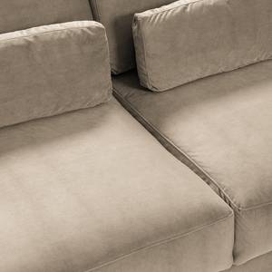 Ecksofa WILLOWS 2-Sitzer mit Ottomane Samt - Samt Shyla: Beige - Ottomane davorstehend rechts