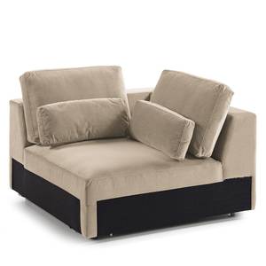 Ecksofa WILLOWS 2-Sitzer mit Ottomane Samt - Samt Shyla: Beige - Ottomane davorstehend rechts