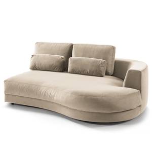 Ecksofa WILLOWS 2-Sitzer mit Ottomane Samt - Samt Shyla: Beige - Ottomane davorstehend rechts