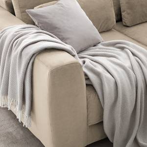 Ecksofa WILLOWS 2-Sitzer mit Ottomane Samt - Samt Shyla: Beige - Ottomane davorstehend rechts