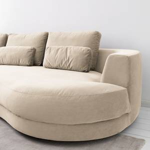 Ecksofa WILLOWS 2-Sitzer mit Ottomane Samt - Samt Shyla: Beige - Ottomane davorstehend rechts