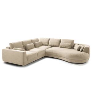 Ecksofa WILLOWS 2-Sitzer mit Ottomane Webstoff Amila: Beige - Ottomane davorstehend rechts