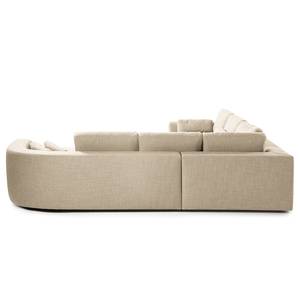 Ecksofa WILLOWS 2-Sitzer mit Ottomane Webstoff Amila: Beige - Ottomane davorstehend rechts