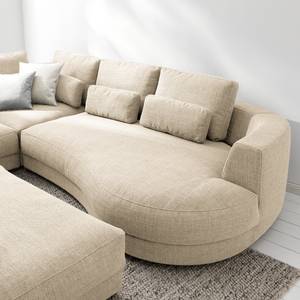 Ecksofa WILLOWS 2-Sitzer mit Ottomane Webstoff Amila: Beige - Ottomane davorstehend rechts