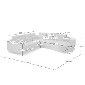 Ecksofa WILLOWS 2-Sitzer mit Ottomane Webstoff Amila: Beige - Ottomane davorstehend rechts