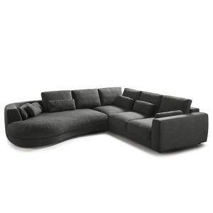 Ecksofa WILLOWS 2-Sitzer mit Ottomane Webstoff Amila: Grau - Ottomane davorstehend links