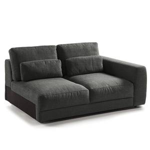 Ecksofa WILLOWS 2-Sitzer mit Ottomane Webstoff Amila: Grau - Ottomane davorstehend links