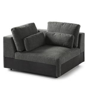 Ecksofa WILLOWS 2-Sitzer mit Ottomane Webstoff Amila: Grau - Ottomane davorstehend links