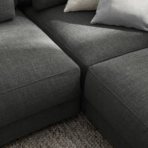 Ecksofa WILLOWS 2-Sitzer mit Ottomane Webstoff Amila: Grau - Ottomane davorstehend links