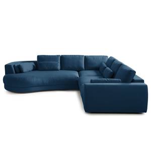 Ecksofa WILLOWS 2-Sitzer mit Ottomane Webstoff - Webstoff Anda II: Blau - Ottomane davorstehend links