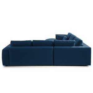 Ecksofa WILLOWS 2-Sitzer mit Ottomane Webstoff - Webstoff Anda II: Blau - Ottomane davorstehend links