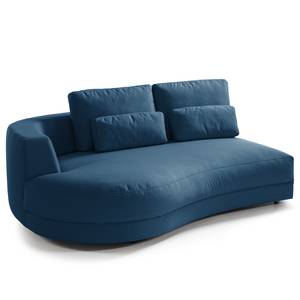 Ecksofa WILLOWS 2-Sitzer mit Ottomane Webstoff - Webstoff Anda II: Blau - Ottomane davorstehend links