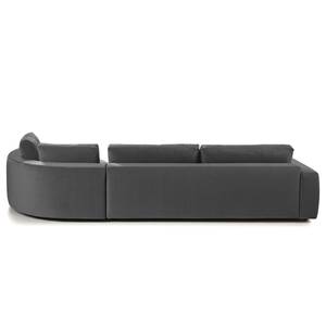 Ecksofa WILLOWS 3-Sitzer mit Ottomane Samt Shyla: Grau - Ottomane davorstehend rechts