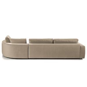 Ecksofa WILLOWS 3-Sitzer mit Ottomane Samt - Samt Shyla: Beige - Ottomane davorstehend rechts