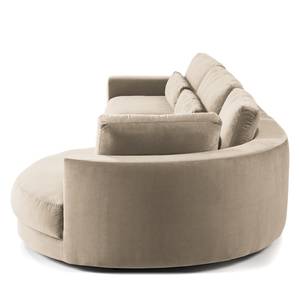 Ecksofa WILLOWS 3-Sitzer mit Ottomane Samt - Samt Shyla: Beige - Ottomane davorstehend rechts