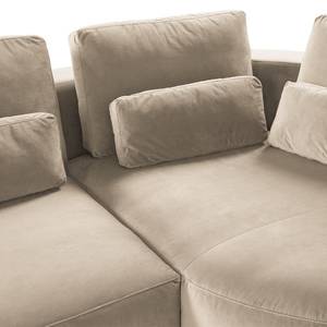 Ecksofa WILLOWS 3-Sitzer mit Ottomane Samt - Samt Shyla: Beige - Ottomane davorstehend rechts