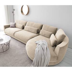 Ecksofa WILLOWS 3-Sitzer mit Ottomane Samt - Samt Shyla: Beige - Ottomane davorstehend rechts