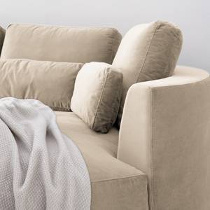 Ecksofa WILLOWS 3-Sitzer mit Ottomane Samt - Samt Shyla: Beige - Ottomane davorstehend rechts