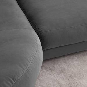 Ecksofa WILLOWS 3-Sitzer mit Ottomane Samt Shyla: Grau - Ottomane davorstehend links