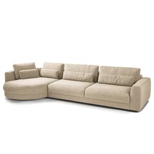 Ecksofa WILLOWS 3-Sitzer mit Ottomane Webstoff Amila: Beige - Ottomane davorstehend links