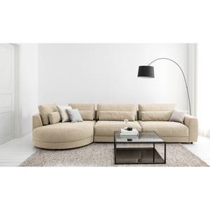 Ecksofa WILLOWS 3-Sitzer mit Ottomane Webstoff Amila: Beige - Ottomane davorstehend links