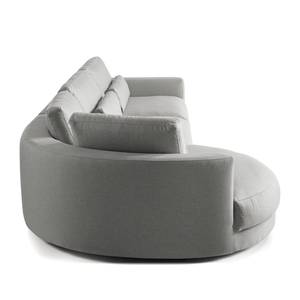 Ecksofa WILLOWS 3-Sitzer mit Ottomane Webstoff Anda II: Silber - Ottomane davorstehend links