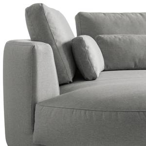 Ecksofa WILLOWS 3-Sitzer mit Ottomane Webstoff Anda II: Silber - Ottomane davorstehend links