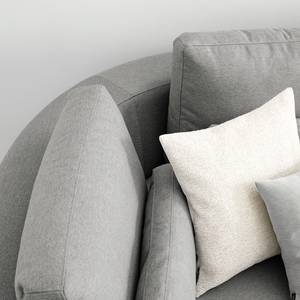 Ecksofa WILLOWS 3-Sitzer mit Ottomane Webstoff Anda II: Silber - Ottomane davorstehend links