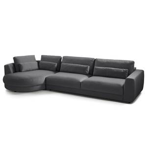 Ecksofa WILLOWS 3-Sitzer mit Ottomane Webstoff Anda II: Grau - Ottomane davorstehend links