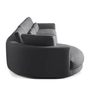 Ecksofa WILLOWS 3-Sitzer mit Ottomane Webstoff Anda II: Grau - Ottomane davorstehend links