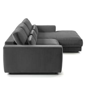 Hoekbank WILLOWS 2-zits + chaise longue Velours Shyla: Grijs - Longchair vooraanzicht rechts