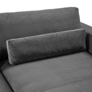 Ecksofa WILLOWS 2-Sitzer mit Longchair Samt Shyla: Grau - Longchair davorstehend rechts