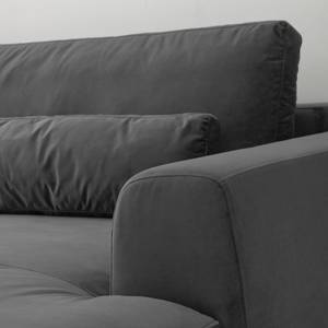 Ecksofa WILLOWS 2-Sitzer mit Longchair Samt Shyla: Grau - Longchair davorstehend rechts