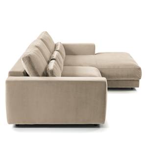 Hoekbank WILLOWS 2-zits + chaise longue fluweel - Velours Shyla: Beige - Longchair vooraanzicht rechts