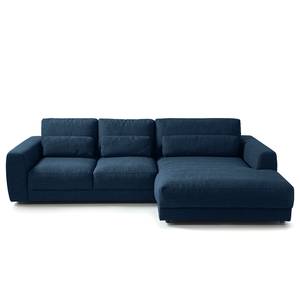 Ecksofa WILLOWS 2-Sitzer mit Longchair Webstoff - Webstoff Amila: Blau - Longchair davorstehend rechts