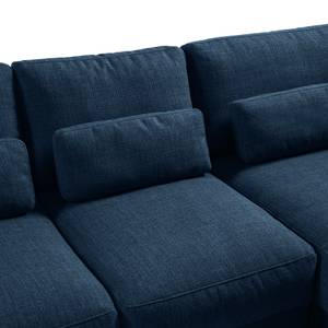 Ecksofa WILLOWS 2-Sitzer mit Longchair Webstoff - Webstoff Amila: Blau - Longchair davorstehend rechts