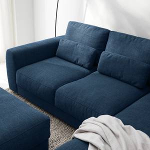 Ecksofa WILLOWS 2-Sitzer mit Longchair Webstoff - Webstoff Amila: Blau - Longchair davorstehend rechts