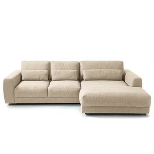 Hoekbank WILLOWS 2-zits + chaise longue Geweven stof Amila: Beige - Longchair vooraanzicht rechts