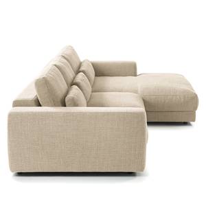 Ecksofa WILLOWS 2-Sitzer mit Longchair Webstoff Amila: Beige - Longchair davorstehend rechts